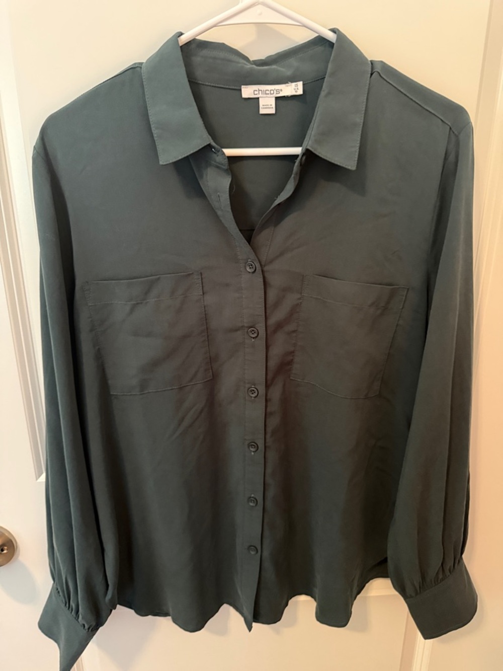 Chico's Teal-Green Long Sleeve Button Shirt